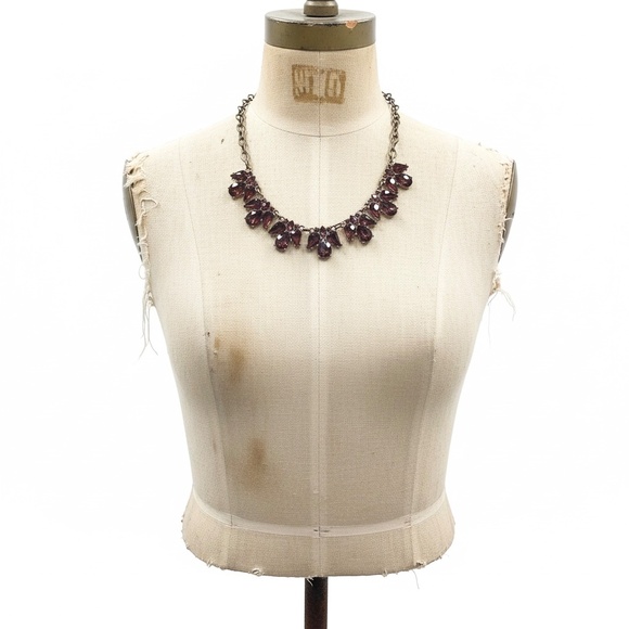 Statement Necklace with Purple-Brown Teardrop Glass Crystals, Bold Bib Necklace - Picture 2 of 12